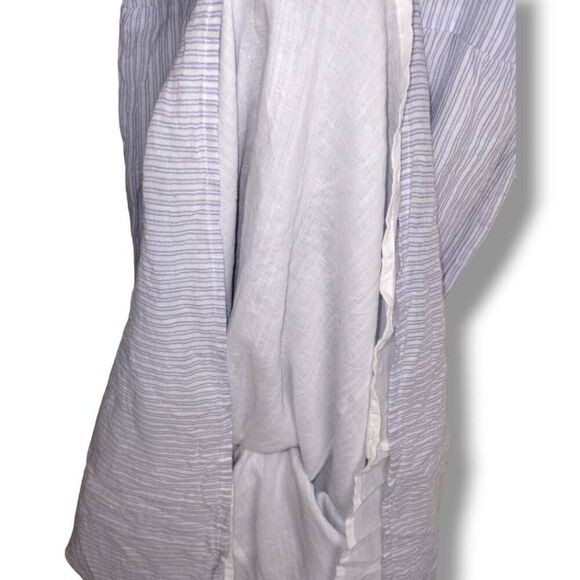 Japna Womens Maxi Sz. Small Linen‎ Striped Dress Blue White Beach Cruise Casual - Picture 9 of 10